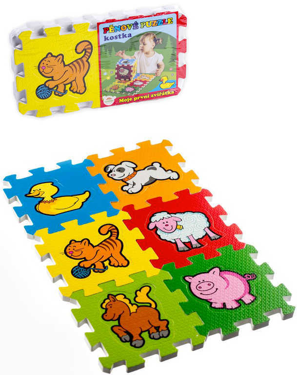 Puzzle soft pěnové vkládací Moje první domácí zvířátka kostka 6 dílků 15x15cm