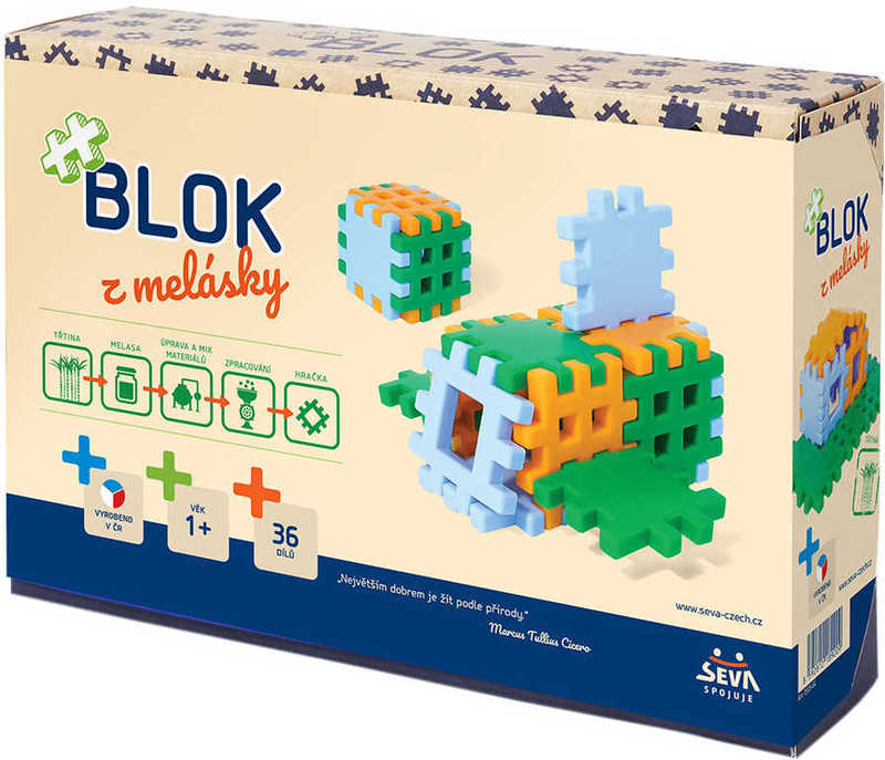 VISTA BLOK Z melásky zelená baby Eko STAVEBNICE 36 dílků v krabici