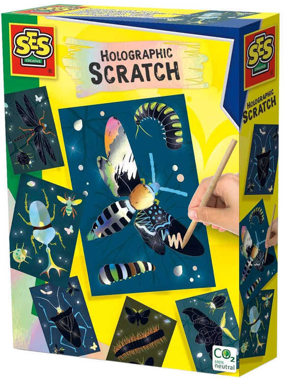 SES CREATIVE Obrázky vyškrabávací holografické set 6 karet s rydlem
