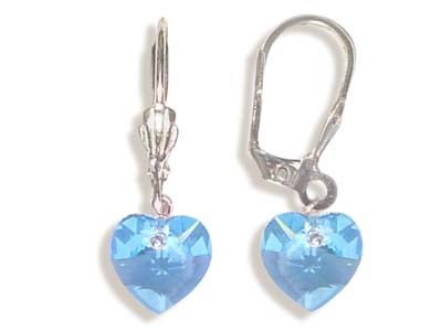 Carlo Romani - Passion - Náušnice s krystaly Swarovski - srdce – akvamarin
