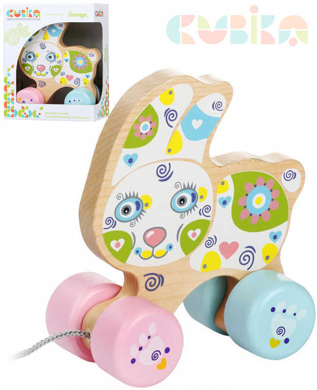 CUBIKA DŘEVO Baby Králík tahací na kolečkách *DŘEVĚNÉ HRAČKY*