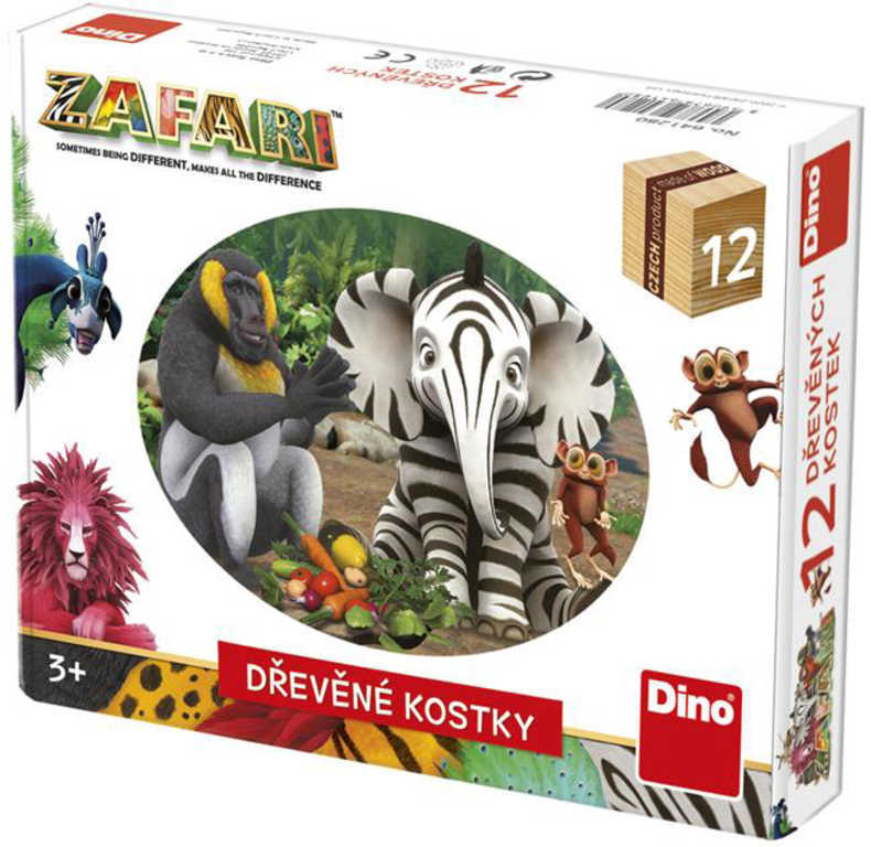 DINO DŘEVO Kubus Zafari set 12ks obrázkové kostky *DŘEVĚNÉ HRAČKY*