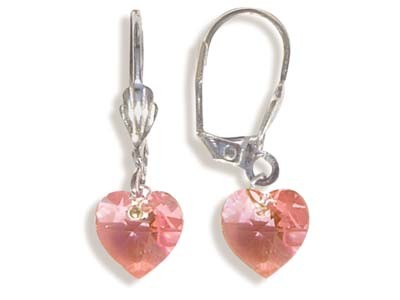 Náušnice s krystaly Swarovski Carlo Romani – srdce - light rose