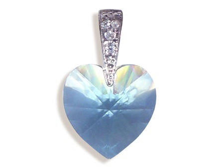 Přívěsek s krystaly Swarovski Carlo Romani – srdce 17mm - aquamarin