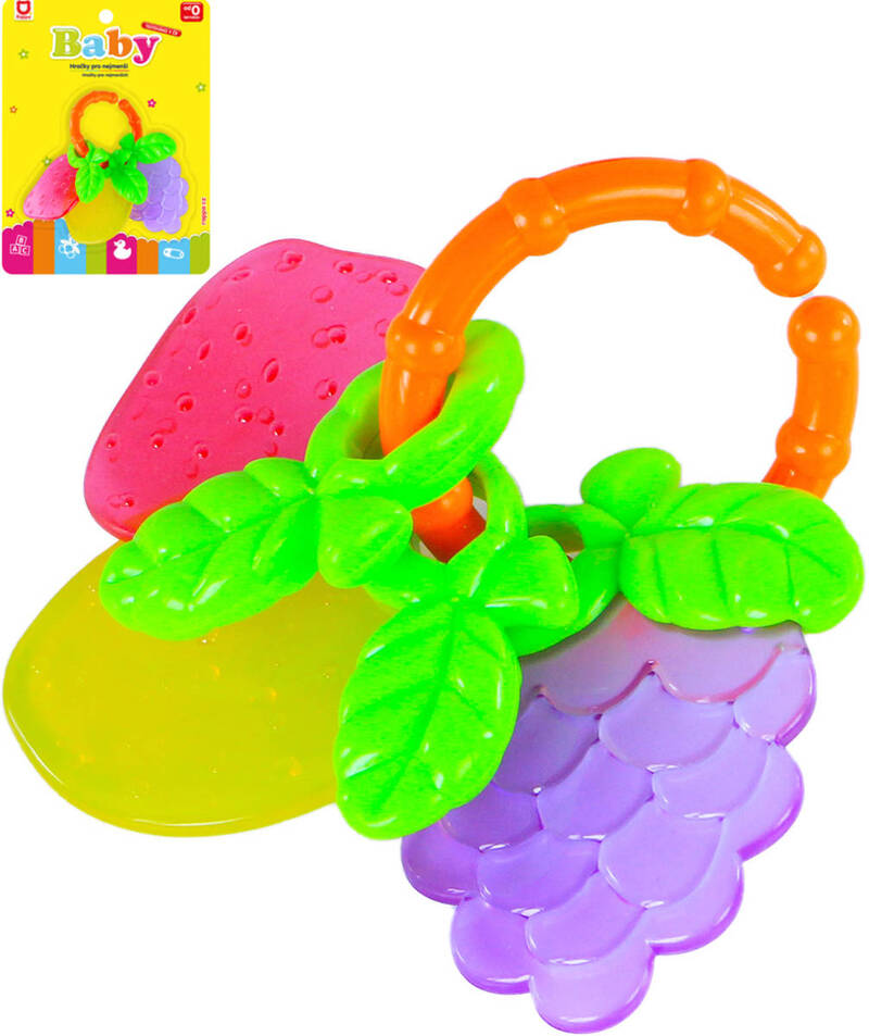 Chrastítko a baby kousátko ovoce pro miminko plast