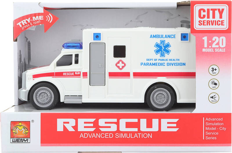 Auto ambulance bílá sanitní vůz na baterie Světlo Zvuk plast