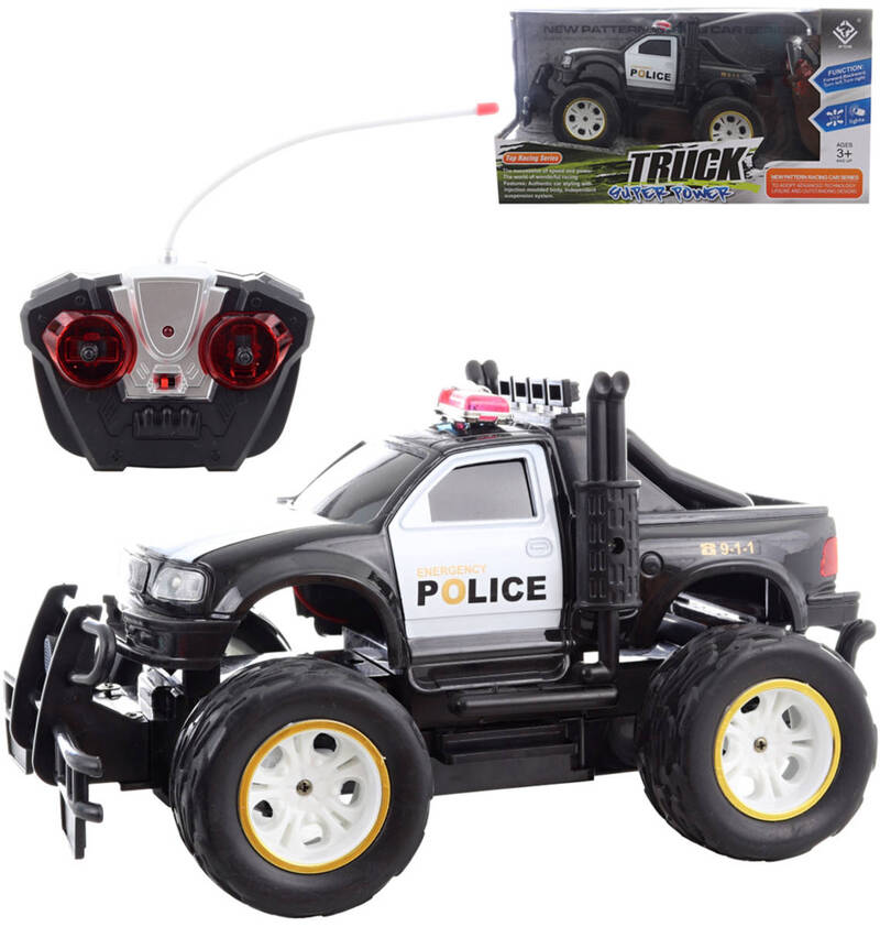 RC Auto jeep policejní off-road na vysílačku 27MHz 1:16 na baterie Světlo