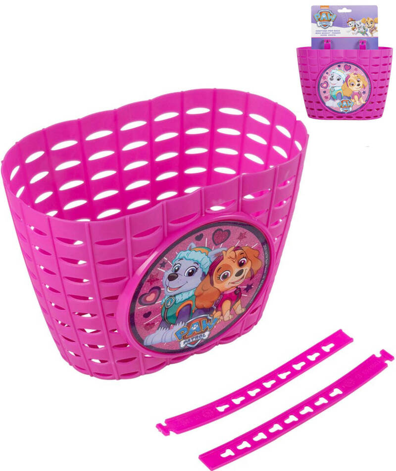 Košík plastový na detský bicykel Tlapková Patrola (Paw Patrol) na riadidlá holky