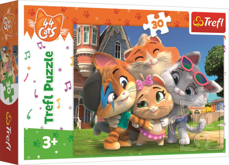 TREFL PUZZLE 44 Koček Přátelství v zemi koček 27x20cm skládačka 30 dílků