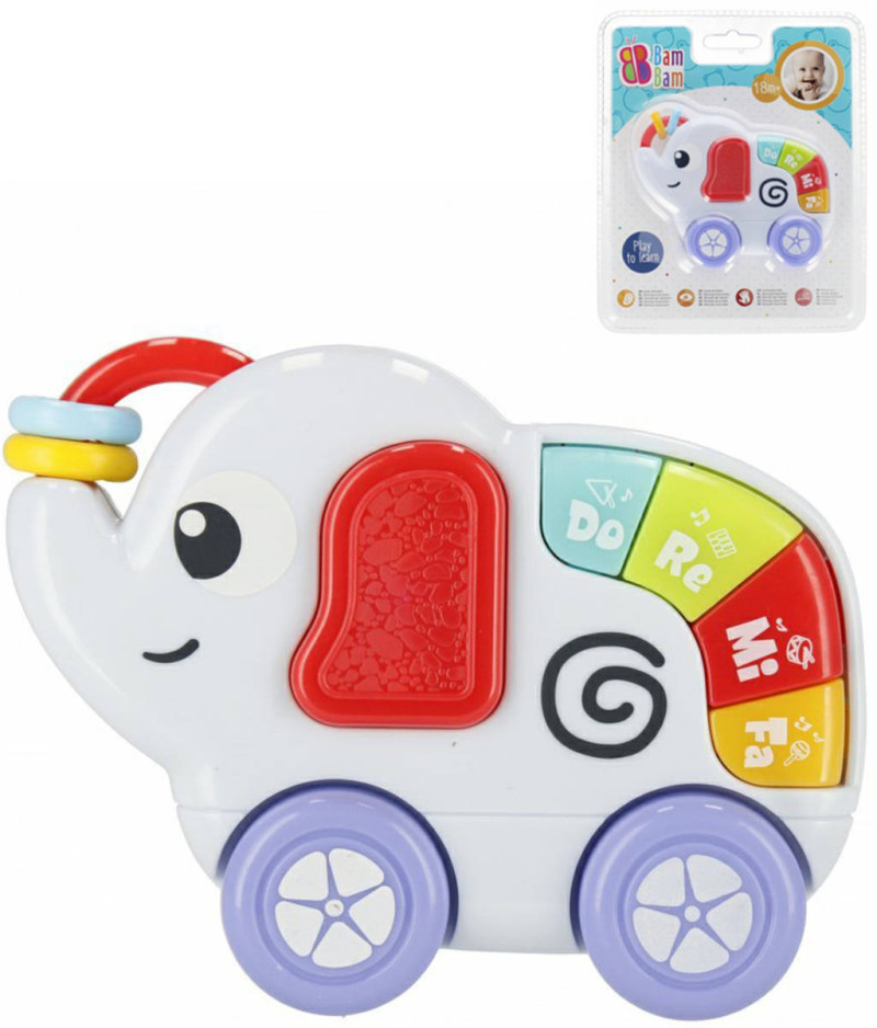 BAM BAM Baby slon hudební na baterie Světlo Zvuk