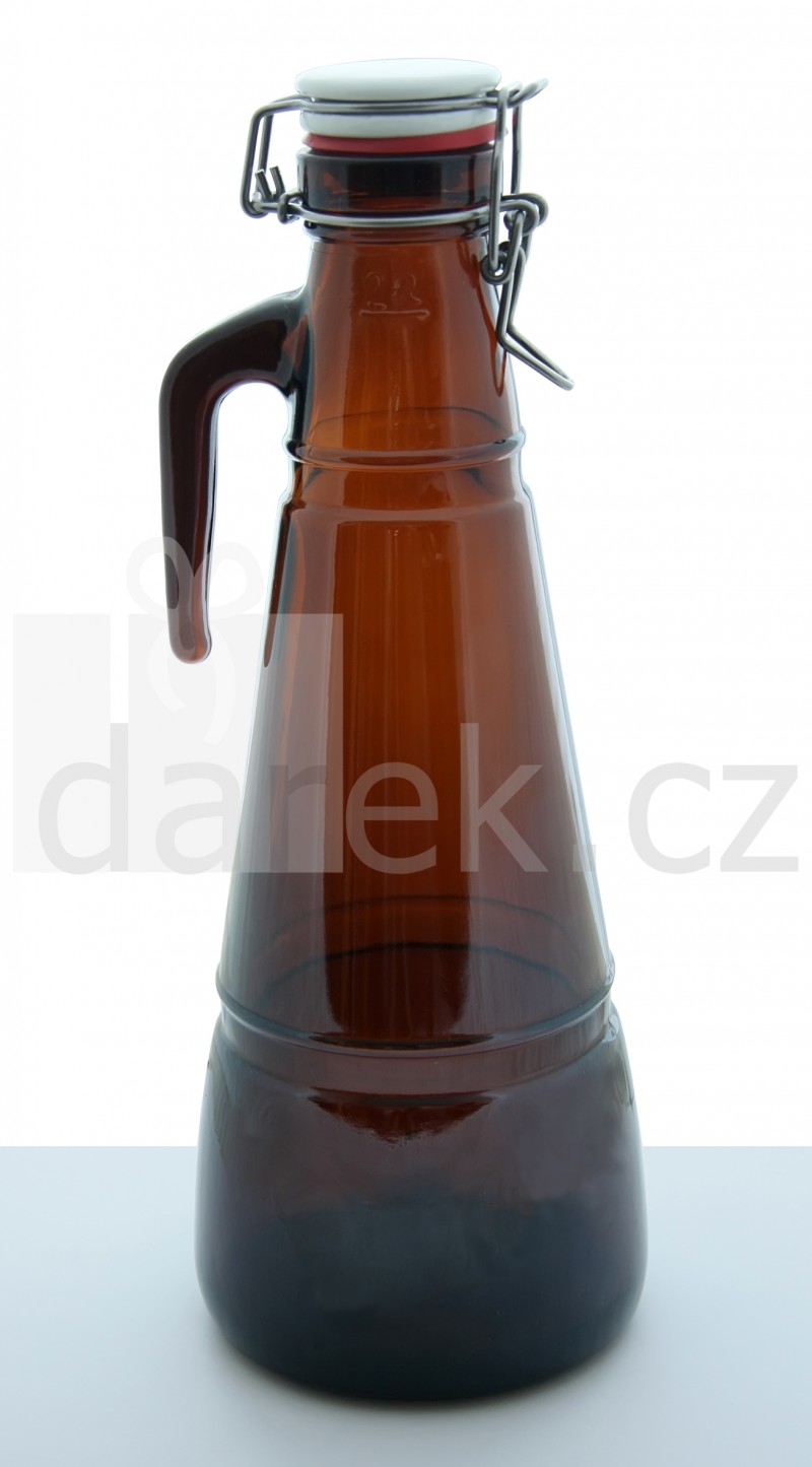 Skleněný džbán na pivo s keramickou zátkou - 2 litry