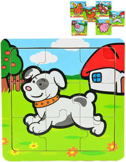 DŘEVO Baby puzzle moje první zvířátka 9 dílků na desce různé druhy