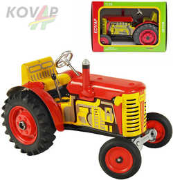 KOVAP Traktor Zetor červený 1:25 kovový na klíček 3 rychlosti s převodovkou