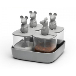 Stojánek s dózami se lžičkou Lucky Mouse Set 10366, 4x 250ml
