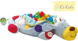 K´S KIDS Pejsek Ipo velký set se 60 míčky baby bazének s chrastítky na zip