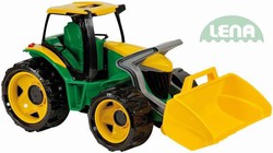 LENA Traktor plastový se lžící zeleno - žlutý 62 cm na písek