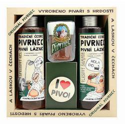 Pivrnec kosmetická sada gel, šampon, mýdlo a button