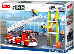 SLUBAN Fire Auto s teleskopickým žebříkem 343 dílků + 3 figurky STAVEBNICE