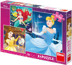 DINO Puzzle Disney Veselé princezny 3x55 dílků 18x18cm skládačka