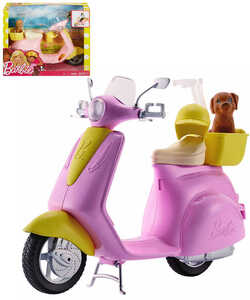 MATTEL BRB Skútr pro panenku Barbie set s helmou a pejsem v krabici