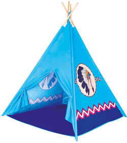 BINO DŘEVO TeePee stan indiánský modrý 120x120x150cm 4 stěny