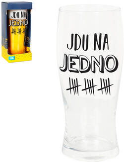 ALBI Sklenice Jdu na jedno humorný skleněný půllitr na pivo