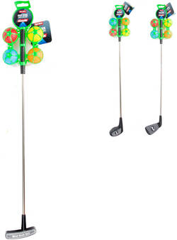 Golfová palica 60cm + 4 farebné loptičky detský golfový set 3 druhy kov/plast