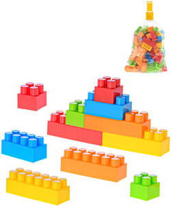 Stavebnice baby barevné kostky stavební 3-9cm set 100ks v igelitu
