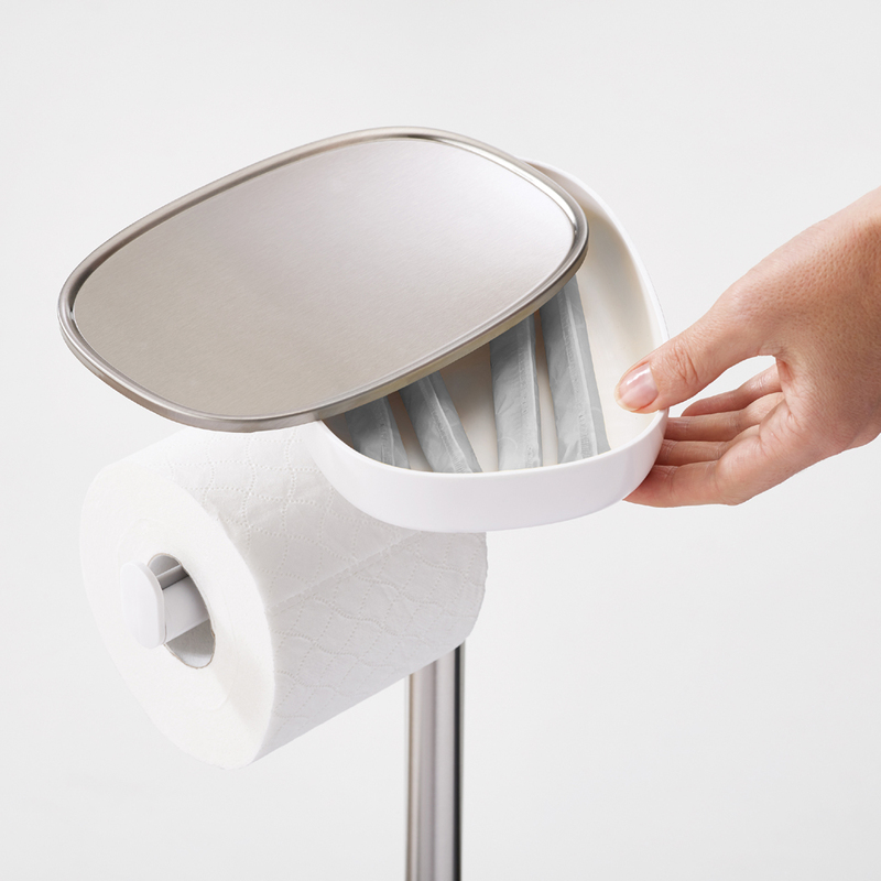 Stojan s WC štětkou EasyStore 70519, nerez/bílý