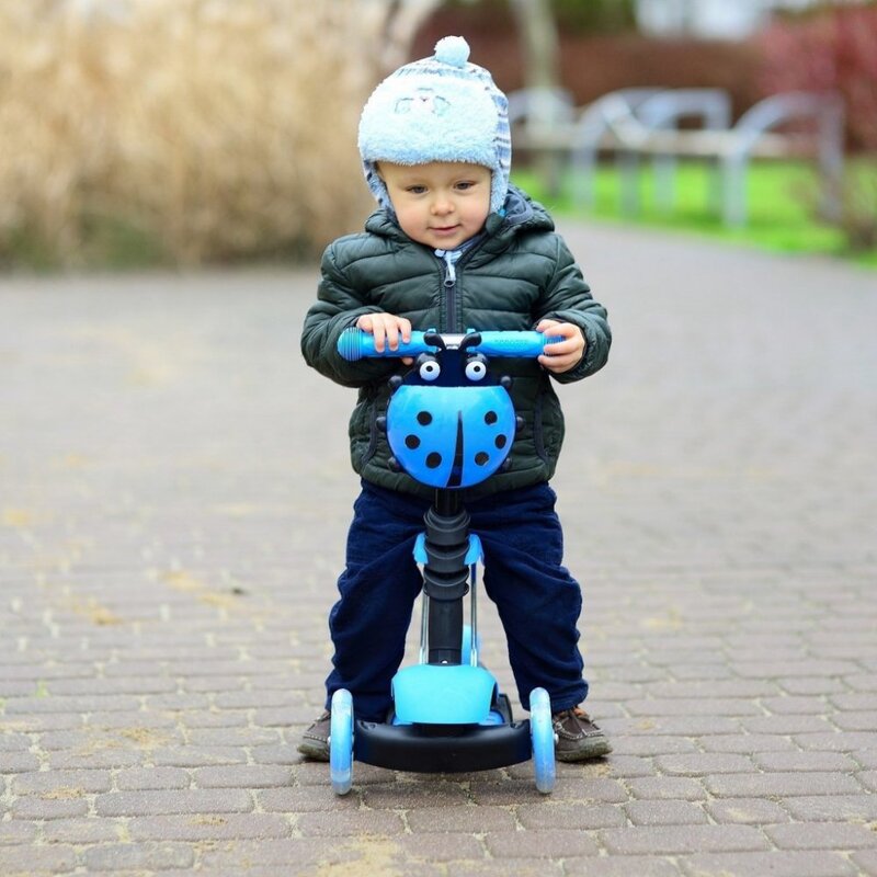 Dětská koloběžka 3v1 BERUŠKA se svítícími LED koly, modrá