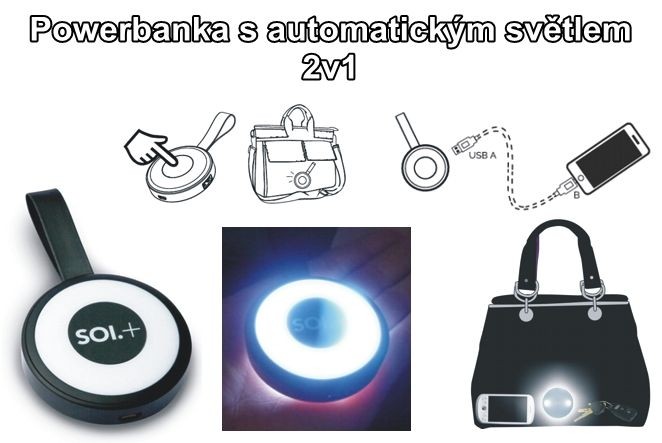 Dotekové LED světlo do tašky s Power Bank nabíječkou mobilů - SOI.+2000 white