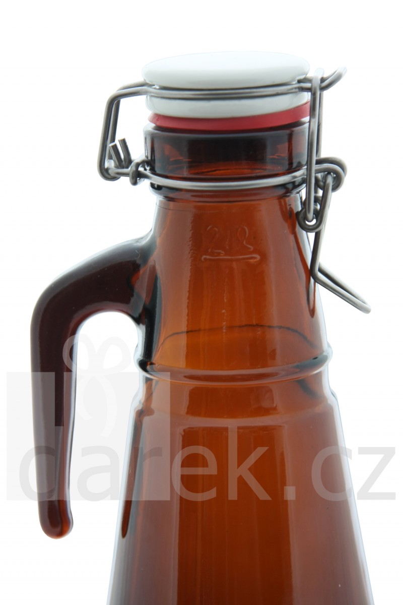 Skleněný džbán na pivo s keramickou zátkou - 2 litry