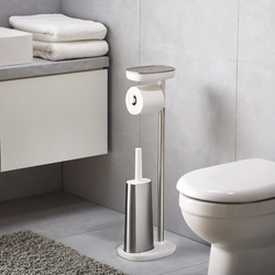 Stojan s WC štětkou EasyStore 70519, nerez/bílý