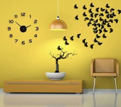 Designové 3D nalepovací hodiny 130 cm černé