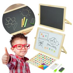 Dřevěná oboustranná tabule na křídu i fixy - sada